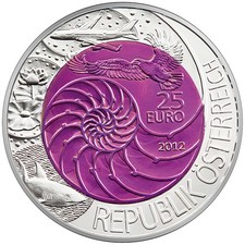 Österreich 25 Euro 2012 Bionik  Silber-Niob Handgehoben mit OVP