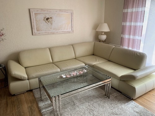 Ledersofa 90m 30m beige - ledersofa, 2,30m