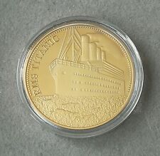 Gedenk Medaille RMS Titanic Reiseweg Durch Den Atlantik 1912 Souvenir Gold Münze