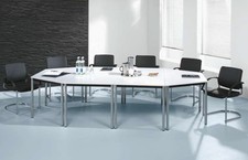 Besprechungstisch 4tlg. Füße verchromt Konferenztisch 298 cm Seminartisch Tisch