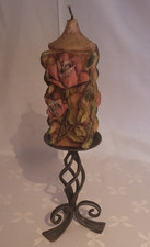 Kerzenständer m. Kerze  beides 1960/70 o. älter H 37cm Kerze 8x8cm  H ca.20cm