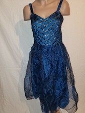 glitzerndes Abendkleid, Ballkleid Vera Mont 38 blau transparenter Oberstoff