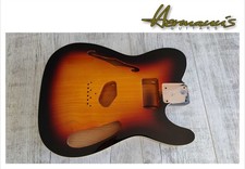 Thinline Tele Alder Body, 3 Tone Sunburst, Cream Bindings, HS Fräsung, 1,61 kg