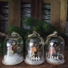 3 x Glasglocke Eule Fuchs Igel