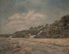 Rolf Schubert Hiddensee? Strand Meer Landschaft signiert Öl Leinwand 20 Jh