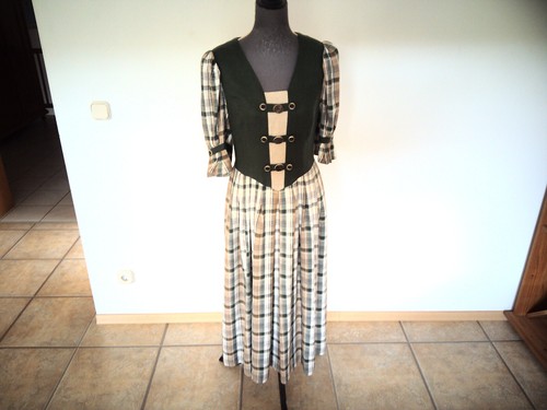 Landhauskleid grün beige - landhauskleid, grün-