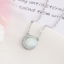 E05 Collier Halskette Mond mit Feueropal weiß 925 Sterlingsilber