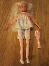 Barbie Mattel  1976 1994 Bedtime Barbie Stoffkörper  lange blonde Haare  Bürste