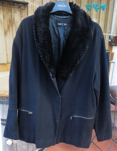 Wolljacke pelzkragen schwarz - wolljacke,
