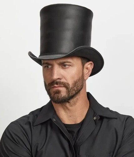 Leder zylinderhut steampunk - zylinderhut,