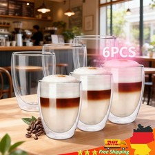 6x Doppelwandgläser Borosilikatgläser Cappuccino Tassen Kaffeetassen Set 450ml