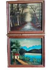 2x Kunst Ölbild  Landschaft Öl auf Malerkarton Ohne Signatur