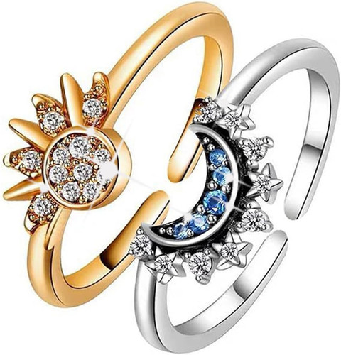 Sonne mond ring gold silber - sonne,