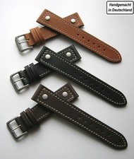 Sattelleder Nietenuhrband 20 mm Germany Handmade kompatibel mit Hanhart Aristo