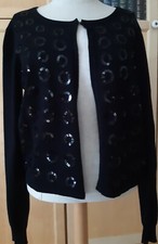 GLOOCKLER Strickjacke Cardigan mit Pailletten - schwarz Gr. 36  