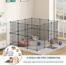 EUGAD Freigehege  für Kleintiere. Metallgitter 142x72x72 cm , schwarz