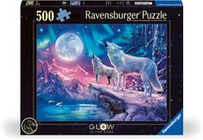 500 Teile Ravensburger Puzzle Glow in the dark Wolf im Nordlicht 12000476
