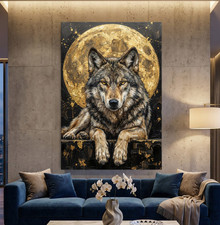 Wolf und mond bild kunst - wolf,