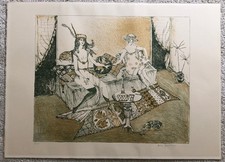 Bele Bachem Sofadamen Farblithographie 1983 handsigniert und nummeriert 14/40