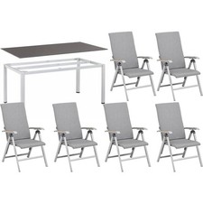 KETTLER Tisch CUBIC + KETTALUX PLUS schieferoptik + 6 Sessel DIAMOND Teak