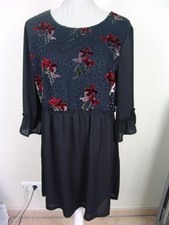 •●♥ ONLY - Sommerkleid - Gr. 42 - schwarz mit roten Blumen ♥●•!82