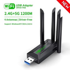 USB 3.0 WLAN Adapter 1200Mbps Dualband 2.4G/5GHz WiFi Stick 4 Antennen für PC,la