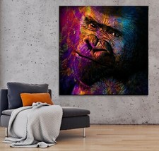 LEINWAND BILDER BIS 100x100x5 AFFE BUNT GEMÄLDE LOFT DESIGNE MODERN ART WANDBILD