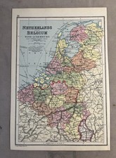 Niederlande und Belgien mit Luxemburg - 1935 - alte farbige Papierkarte