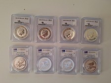 8x Australian Wedge Tailed Eagle 2014 je 1 oz Silber von John Mercanti signiert