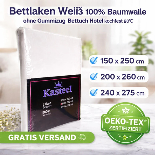 Weißes bettlaken 100 - bettlaken,, %