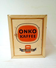 uralter Onko Bremen Kaffeedose Kaffeeschrank Blech 37,5cm hoch, Werbung