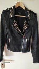 Zara 100% Echtleder Biker Lederjacke Bikerjacke Lammnapa Nieten Leder Jacke M