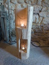 Windlicht Unikat aus altem Holzbalken Stele Altholz Balkenlicht 78 cm Laterne