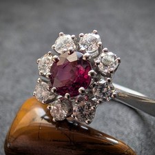 Entourage Ring 585 Gold pink lila rot Saphir 0,75 Ct Diamant 0,56 Ct RG 63/64 S