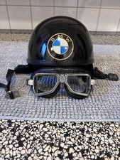 Retro Motorradhelm BMW Look mit Fliegerbrille – Red Bike Jethelm – Oldtimer Stil