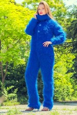Blue brushed mohair catsuit