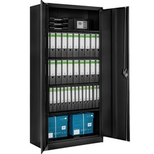 Aktenschrank mit 5 Böden Büroschrank Rolladenschrank schwarz B-Ware