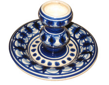 Leuchter Kerzenständer Keramik Handarbeit Töpferei Handbemalt gedreht Ton