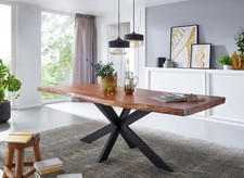 Baumtisch Massivholz Esstisch 220x100cm Akazie & Eisen schwarz NEU OVP!!!
