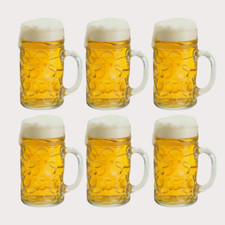 2-6x Bierkrug Glas Plastik Kunststoff  0,5 Liter bruchsicher Spülmaschine Henkel
