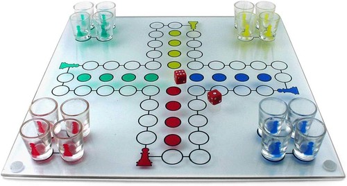 Ludo trinkspiel aus glas mit - ludo,