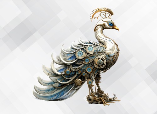 Steampunk weißer pfau - pfau, vogel