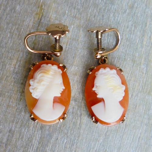 Vintage gemme kamee ohrringe - vintage,