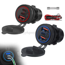 Auto Dual USB C Steckdose 3.0 QC PD 12V Einbau Buchse Wasserdicht KFZ Ladegerät^