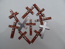 10 Stück Rosenkranz-Holz-Kreuze Bastelbedarf  Material Zubehör LE/35  marrone