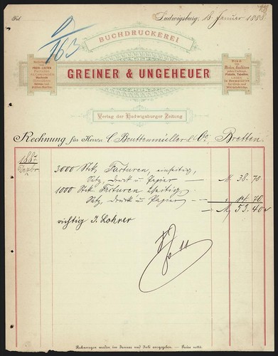 Rechnung ludwigsburg 1888 - rechnung,