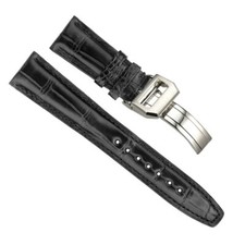 Schwarzes Armband für IWC Portofino, Portugieser aus echtem Krokodilleder