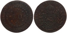 Brasilien - Brasil 20 Reis 1827 B - Kupfer, 7.17g, ø 30mm KM# 360.2