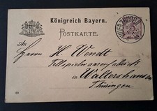 Ganzsache Postkarte Königreich Bayern 1889