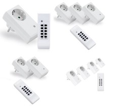 Funksteckdosen Set Funk Starterkit mit Steckdosen und Fernbedienung bis 30m weiß